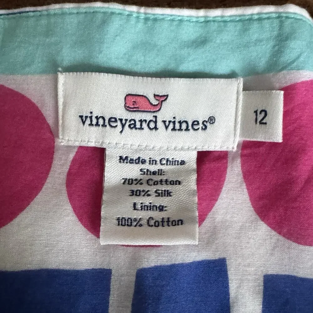 Vineyard Vines Dress Women’s 12 Colorful Silk Blend Stripe Maxi Pockets Tiered